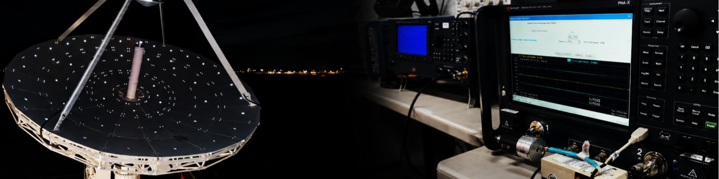 Earth-station antenna and RF measurement equipment operating together in the field
